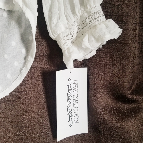 NWT, New Direction Sheer Dot Textured Blouse - Picture 9 of 10